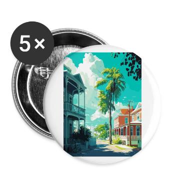 Key West Floride Vintage voyage affiche Souvenir - Lot de 5 grands badges (56 mm) - blanc - Devant