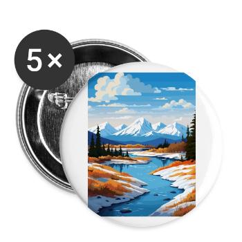 Twin Lakes Alaska Vintage voyage affiche Souvenir - Lot de 5 grands badges (56 mm) - blanc - Devant