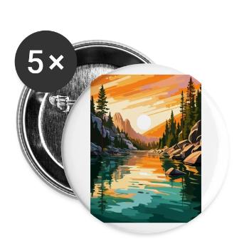 Lake Tahoe Nevada Vintage Travel Poster Souvenir - Buttons large 2.2''/56 mm (5-pack) - white - Front