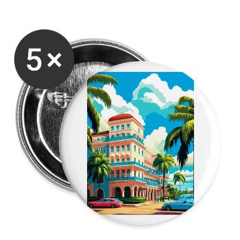 Palm Beach Florida Vintage Reiseposter Souvenir - Buttons groß 56 mm (5er Pack) - Weiß - Vorne