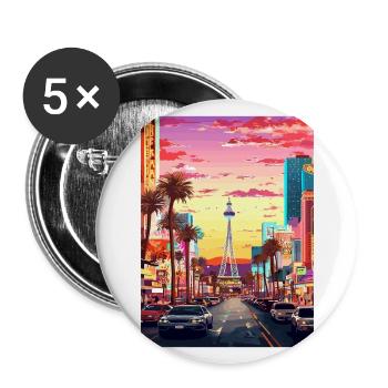 Las Vegas Nevada Vintage Reiseposter Souvenir - Buttons groß 56 mm (5er Pack) - Weiß - Vorne