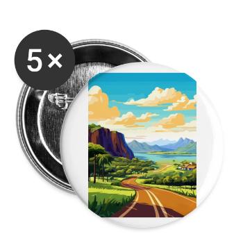 Waimea Hawaii Vintage voyage affiche WPA Souvenir - Lot de 5 grands badges (56 mm) - blanc - Devant