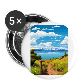 Bear Lake Utah Vintage voyage affiche WPA Souvenir - Lot de 5 grands badges (56 mm) - blanc - Devant