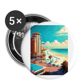 Destin Florida Vintage Travel Poster WPA Souvenir - Buttons large 2.2''/56 mm (5-pack) - white - Front