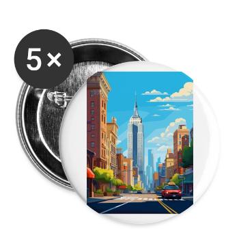 New York State Vintage Travel Poster WPA Souvenir - Buttons large 2.2''/56 mm (5-pack) - white - Front
