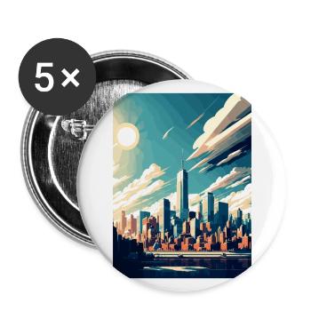 New York State Vintage Travel Poster WPA Souvenir - Buttons large 2.2''/56 mm (5-pack) - white - Front
