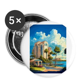 Sarasota Florida Vintage Reiseposter Souvenir - Buttons groß 56 mm (5er Pack) - Weiß - Vorne