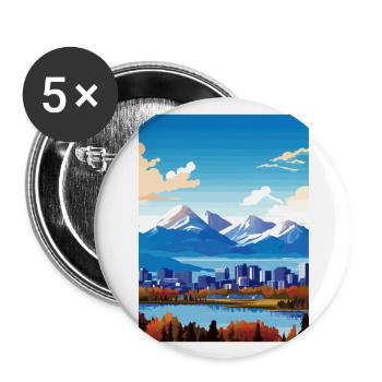 Anchorage Alaska Vintage voyage affiche Souvenir - Lot de 5 grands badges (56 mm) - blanc - Devant