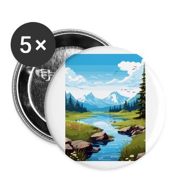 Hidden Lake Alaska Vintage voyage affiche Souvenir - Lot de 5 grands badges (56 mm) - blanc - Devant