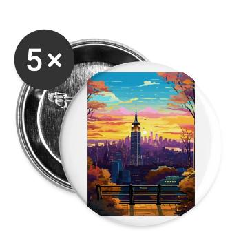 Manhattan New York Vintage voyage affiche Souvenir - Lot de 5 grands badges (56 mm) - blanc - Devant