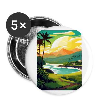 Kailua Kona Hawaï Vintage voyage affiche Souvenir - Lot de 5 grands badges (56 mm) - blanc - Devant