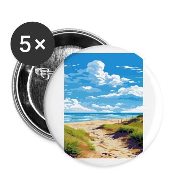 Foxton Beach Neuseeland Vintage Reiseposter WPA - Buttons groß 56 mm (5er Pack) - Weiß - Vorne