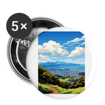 Mount Victoria Neuseeland Vintage Reiseposter - Buttons groß 56 mm (5er Pack) - Weiß - Vorne