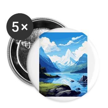 Milford Sound Neuseeland Vintage Reiseposter - Buttons groß 56 mm (5er Pack) - Weiß - Vorne