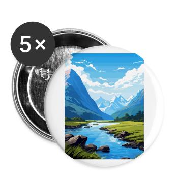 Milford Track Neuseeland Vintage Reiseposter - Buttons groß 56 mm (5er Pack) - Weiß - Vorne