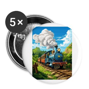 Puffing Billy Railway Vintage Travel Poster WPA - Buttons large 2.2''/56 mm (5-pack) - white - Front