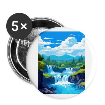 Haku Falls Neuseeland Vintage Reiseposter WPA - Buttons groß 56 mm (5er Pack) - Weiß - Vorne
