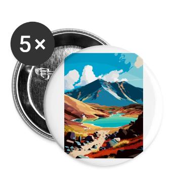 Tongariro Neuseeland Vintage Reiseposter WPA - Buttons groß 56 mm (5er Pack) - Weiß - Vorne