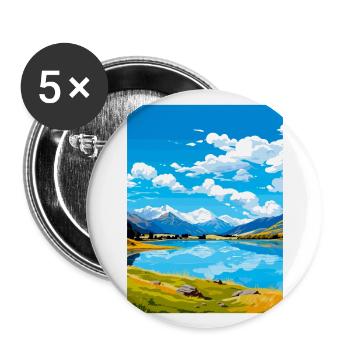 Lake Hayes Neuseeland Vintage Reiseposter WPA - Buttons groß 56 mm (5er Pack) - Weiß - Vorne