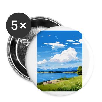Lake Taupo Neuseeland Vintage Reiseposter WPA - Buttons groß 56 mm (5er Pack) - Weiß - Vorne