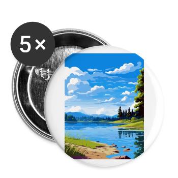 Lake Rotorua Neuseeland Vintage Reiseposter WPA - Buttons groß 56 mm (5er Pack) - Weiß - Vorne