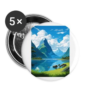 Milford Sound Neuseeland Vintage Reiseposter - Buttons groß 56 mm (5er Pack) - Weiß - Vorne