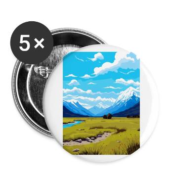 Arthurs Pass Nationalpark Vintage Reiseposter - Buttons groß 56 mm (5er Pack) - Weiß - Vorne