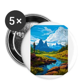 Cradle Mountain Australie Affiche de voyage Vintage - Lot de 5 grands badges (56 mm) - blanc - Devant