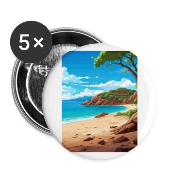Affiche de voyage déco de l’île magnétique en Australie - Lot de 5 grands badges (56 mm) - blanc - Devant