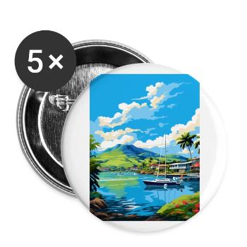 Île Hamilton Australie déco voyage affiche - Lot de 5 grands badges (56 mm) - blanc - Devant