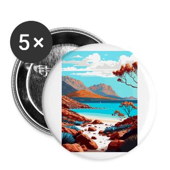 Parc national de Freycinet en Australie affiche de voyage - Lot de 5 grands badges (56 mm) - blanc - Devant