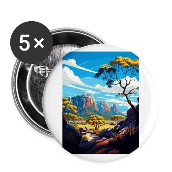 Parc national des Grampians Australie affiche de voyage - Lot de 5 grands badges (56 mm) - blanc - Devant