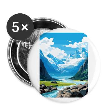 Franz Josef Glacier Nouvelle-Zélande affiche de voyage - Lot de 5 grands badges (56 mm) - blanc - Devant