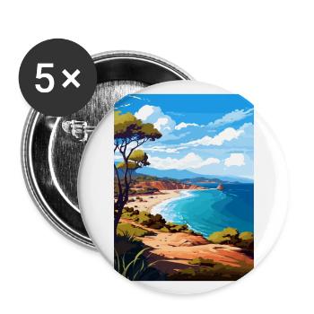 Parc national de Freycinet en Australie affiche de voyage - Lot de 5 grands badges (56 mm) - blanc - Devant