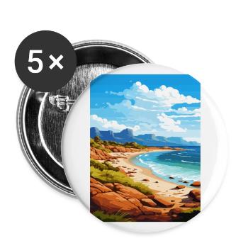 Parc national de Freycinet en Australie affiche de voyage - Lot de 5 grands badges (56 mm) - blanc - Devant