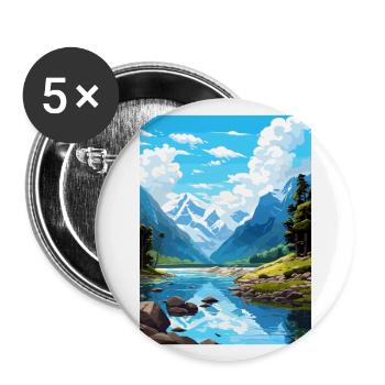 Fiordland Nationalpark Neuseeland Reiseposter - Buttons groß 56 mm (5er Pack) - Weiß - Vorne