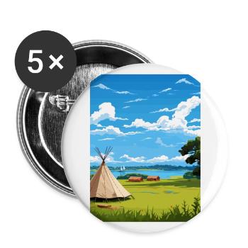 Waitangi Treaty gründet Neuseeland Reiseposter - Buttons groß 56 mm (5er Pack) - Weiß - Vorne