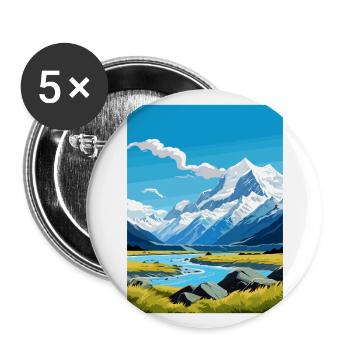Mount Cook Nationalpark Neuseeland Reiseposter - Buttons groß 56 mm (5er Pack) - Weiß - Vorne