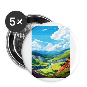 Waimangu Volcanic Valley New Zealand Travel Poster - Buttons large 2.2''/56 mm (5-pack) - white - Front