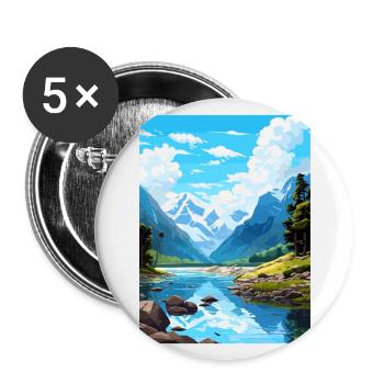 Fiordland Nationalpark Neuseeland Reiseposter - Buttons groß 56 mm (5er Pack) - Weiß - Vorne