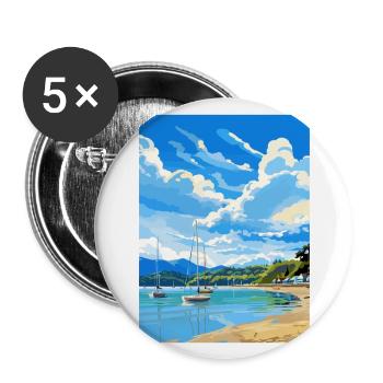 Whanganmata Whanganmatad Neuseeland Reiseposter - Buttons groß 56 mm (5er Pack) - Weiß - Vorne
