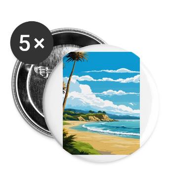 Whanganmata Whanganmatad Neuseeland Reiseposter - Buttons groß 56 mm (5er Pack) - Weiß - Vorne