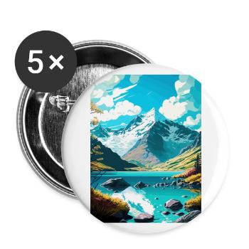 Mount Aspiring National Park New Zealand Souvenir - Buttons large 2.2''/56 mm (5-pack) - white - Front