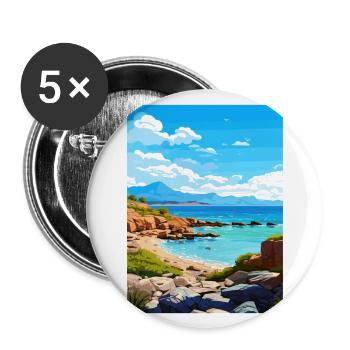 Parc national de Freycinet en Australie affiche de voyage - Lot de 5 grands badges (56 mm) - blanc - Devant