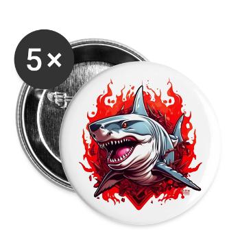Fin City Street Swag | Shark Streetwear Collection - Buttons groß 56 mm (5er Pack) - Weiß - Vorne
