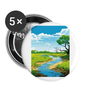 Palo Verde Nationalpark Costa Rica Reiseposter - Buttons groß 56 mm (5er Pack) - Weiß - Vorne