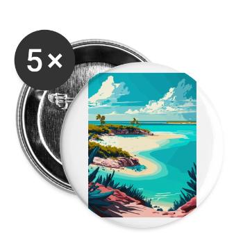 Turks- und Caicosinseln Karibik Reiseposter - Buttons groß 56 mm (5er Pack) - Weiß - Vorne