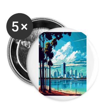 Perth Australien Vintage Reiseposter WPA Souvenir - Buttons groß 56 mm (5er Pack) - Weiß - Vorne