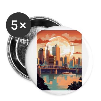 Brisbane Australia Vintage Travel Poster Souvenir - Buttons large 2.2''/56 mm (5-pack) - white - Front