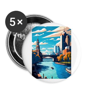 Melbourne Australie Vintage voyage affiche Souvenir - Lot de 5 grands badges (56 mm) - blanc - Devant